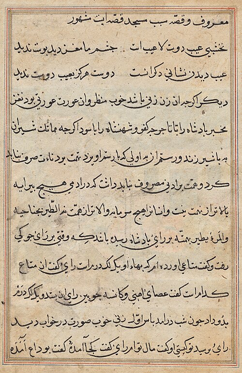 Page from Tales of a Parrot (Tuti-nama): text page, 1560, 
