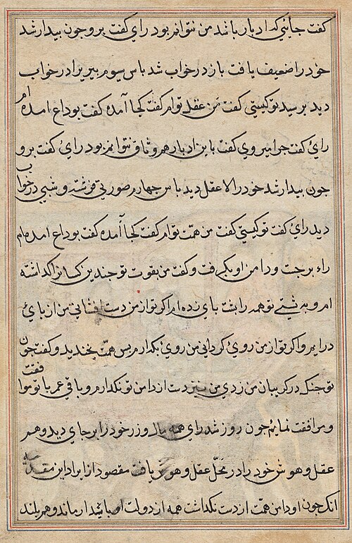 Page from Tales of a Parrot (Tuti-nama): text page, 1560, 