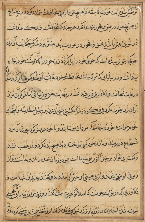 Page from Tales of a Parrot (Tuti-nama): text page, 1560, 