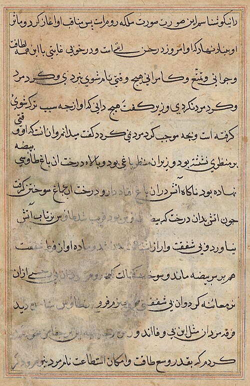 Page from Tales of a Parrot (Tuti-nama): text page, 1560, 