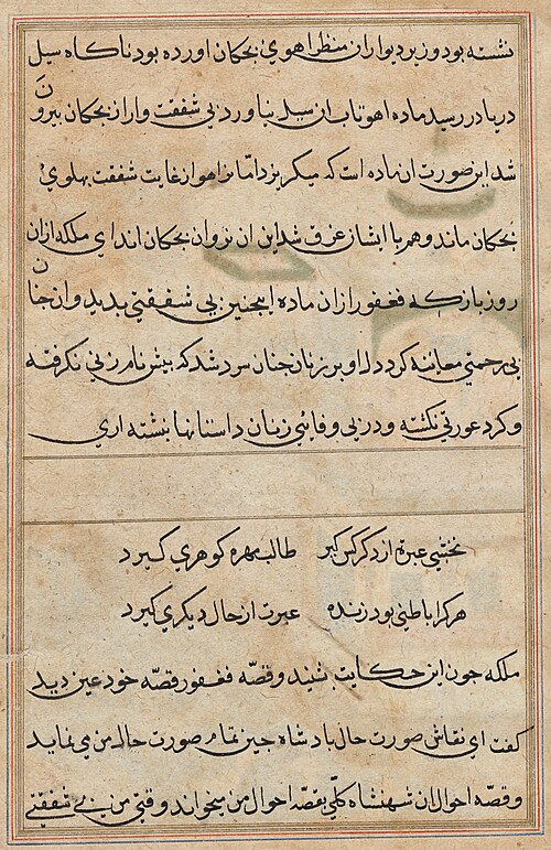 Page from Tales of a Parrot (Tuti-nama): text page, 1560, 