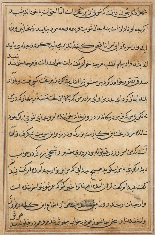 Page from Tales of a Parrot (Tuti-nama): text page, 1560, 