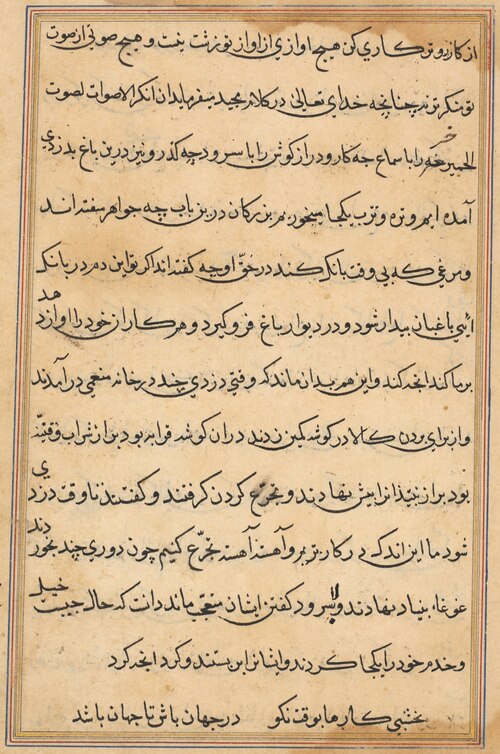 Page from Tales of a Parrot (Tuti-nama): text page, 1560, 