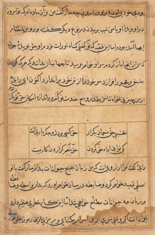 Page from Tales of a Parrot (Tuti-nama): text page, 1560, 