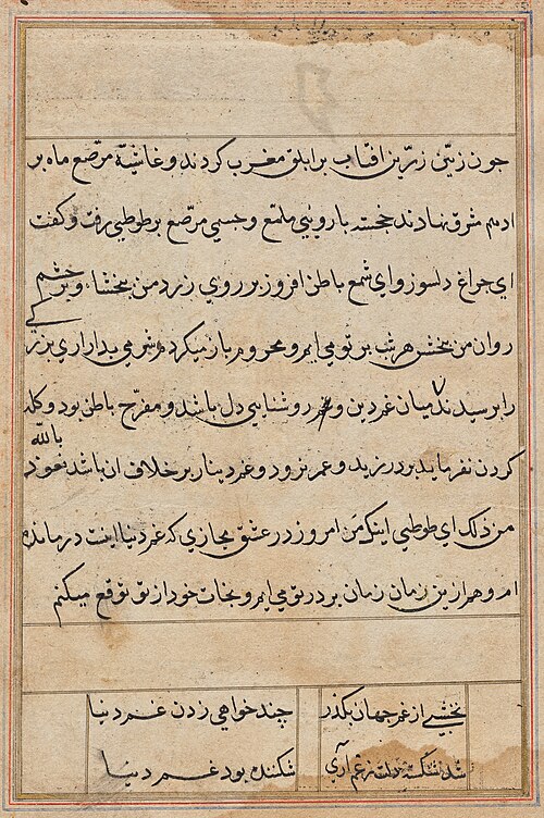Page from Tales of a Parrot (Tuti-nama): text page, 1560, 