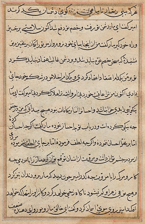 Page from Tales of a Parrot (Tuti-nama): text page, 1560, 