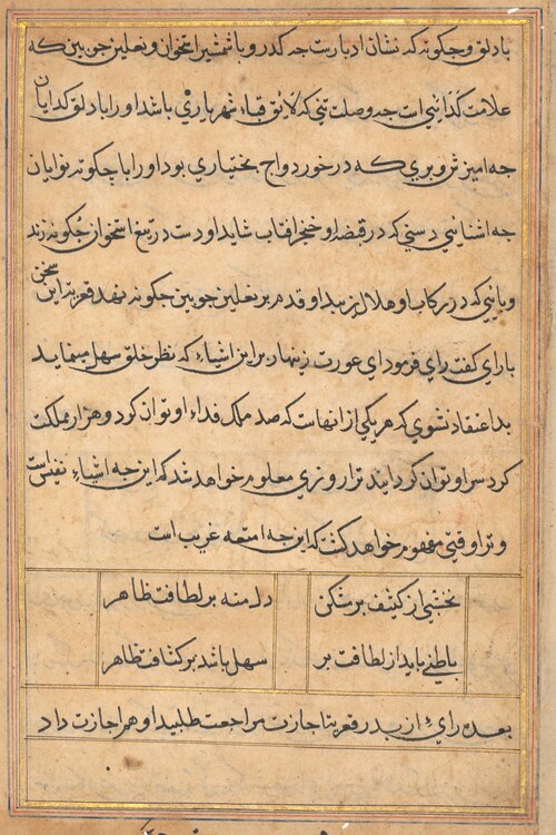 Page from Tales of a Parrot (Tuti-nama): text page, 1560, 