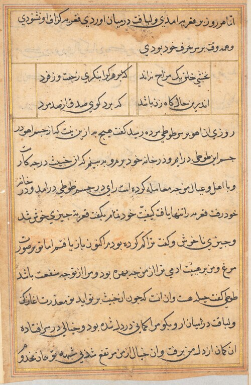 Page from Tales of a Parrot (Tuti-nama): text page, 1560, 