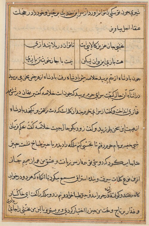 Page from Tales of a Parrot (Tuti-nama): text page, 1560, 