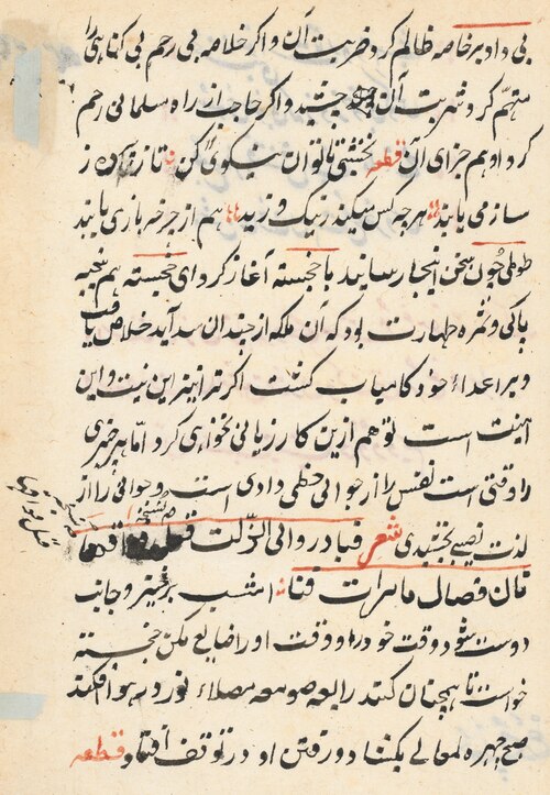Page from Tales of a Parrot (Tuti-nama): text page, 1560, 