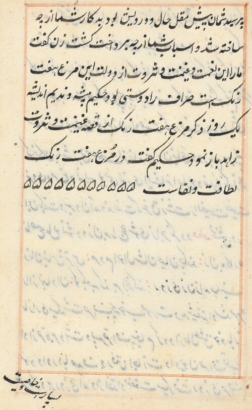 Page from Tales of a Parrot (Tuti-nama): text page, 1560, 