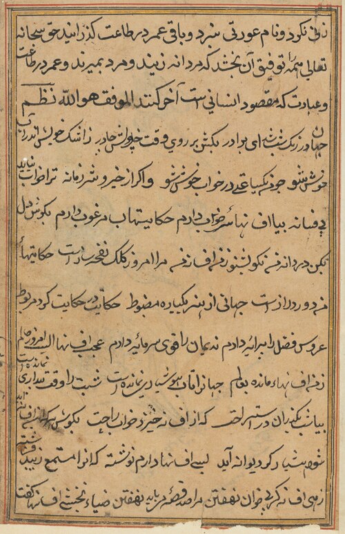 Page from Tales of a Parrot (Tuti-nama): text page, 1560, 