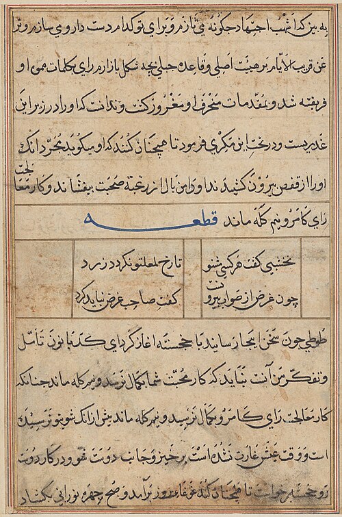 Page from Tales of a Parrot (Tuti-nama): text page, 1560, 