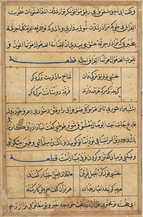 Page from Tales of a Parrot (Tuti-nama): text page, 1560, 