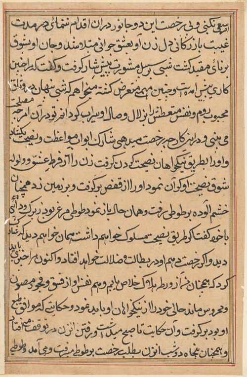 Page from Tales of a Parrot (Tuti-nama): text page, 1560, 