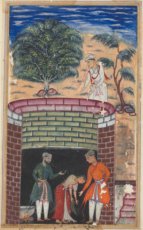 The daughter of the king of the jinns bows before the King of Kings who has just undergone the ordea, 1560, 