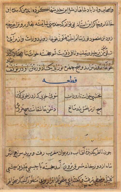 Page from Tales of a Parrot (Tuti-nama): text page, 1560, 