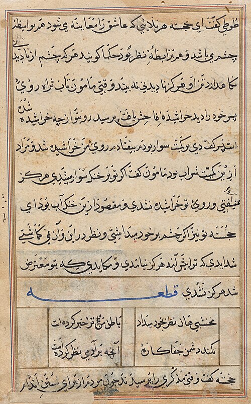 Page from Tales of a Parrot (Tuti-nama): text page, 1560, 