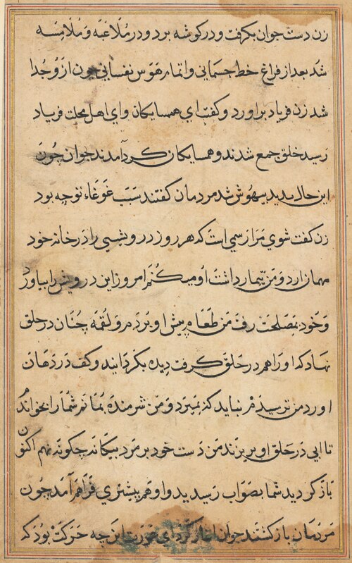 Page from Tales of a Parrot (Tuti-nama): text page, 1560, 