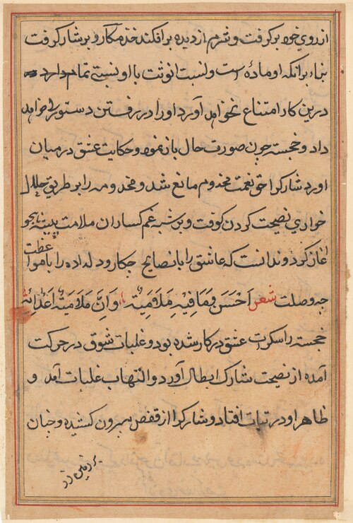 Page from Tales of a Parrot (Tuti-nama): text page, 1560, 