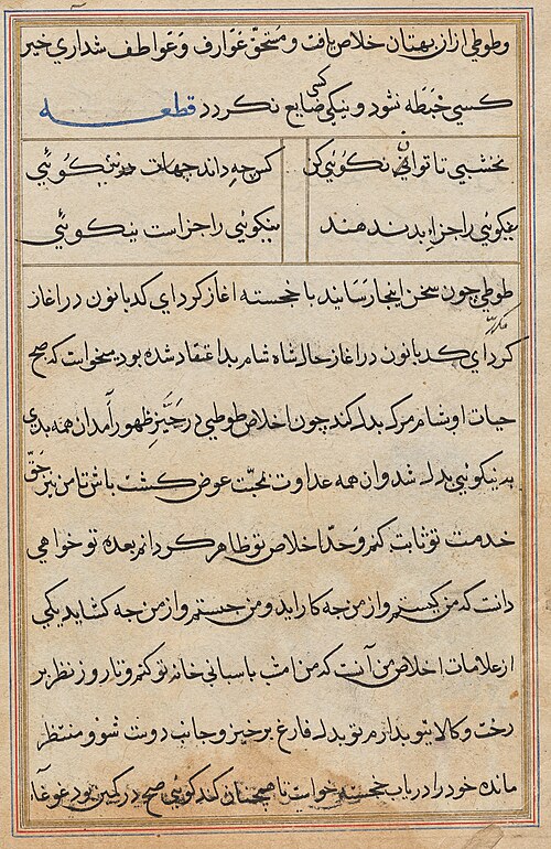 Page from Tales of a Parrot (Tuti-nama): text page, 1560, 