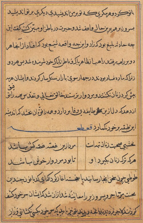 Page from Tales of a Parrot (Tuti-nama): text page, 1560, 