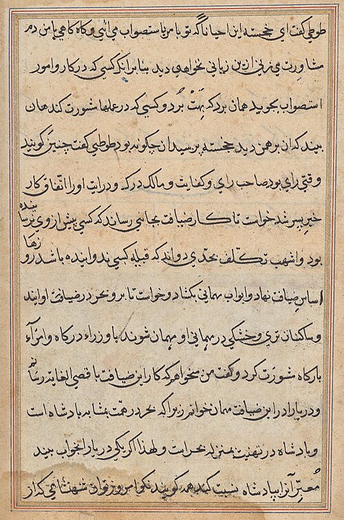 Page from Tales of a Parrot (Tuti-nama): text page, 1560, 