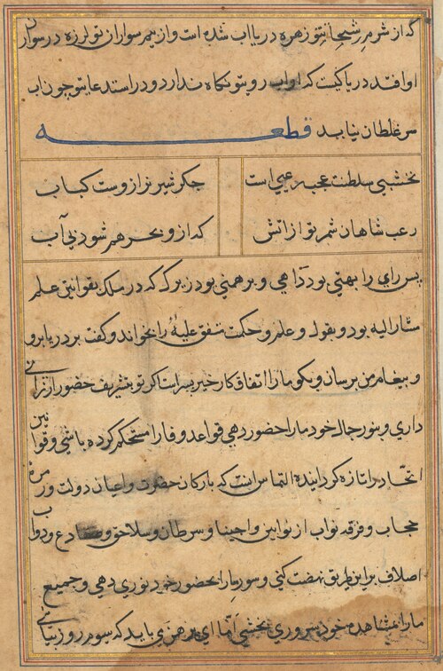 Page from Tales of a Parrot (Tuti-nama): text page, 1560, 