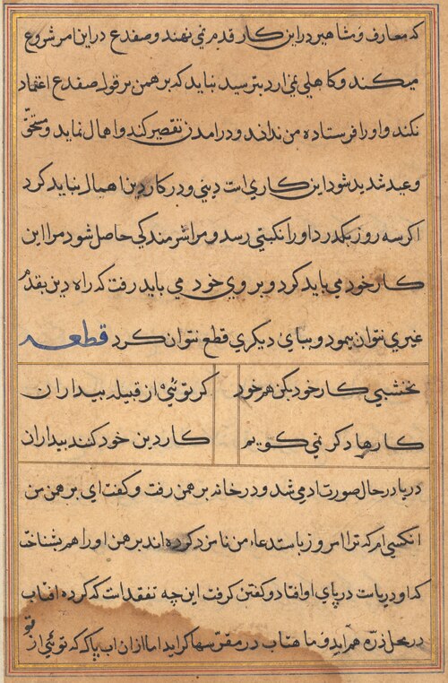Page from Tales of a Parrot (Tuti-nama): text page, 1560, 