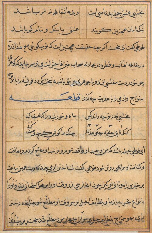 Page from Tales of a Parrot (Tuti-nama): text page, 1560, 