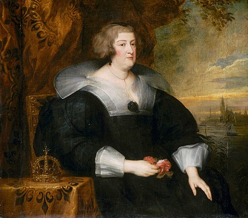 The exiled Queen Marie de Médicis with coronet overlooking Cologne, 1631, 
