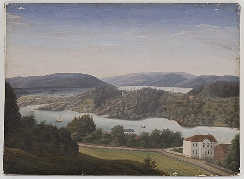 Utsikt fra Schafteløkken mot Bygdøy, 1848, 