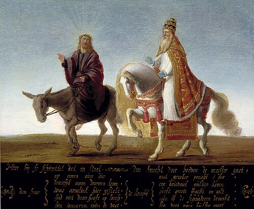 Christ on a donkey and the Pope on a horse, 1612, 