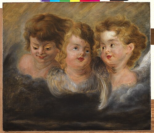 Trois têtes d'anges dans les nuages (panneau de gauche), 1700, 