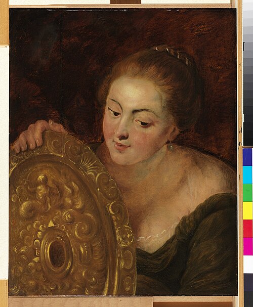 Portrait d'une femme avec une assiette en cuivre, 1700, 