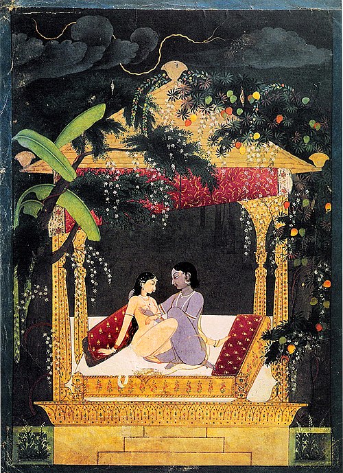 Krishna et Radha dans un pavillon, 1760, 