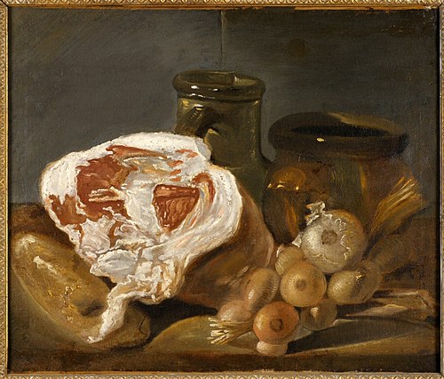 Still Life with Ham and Onions, 1800, 