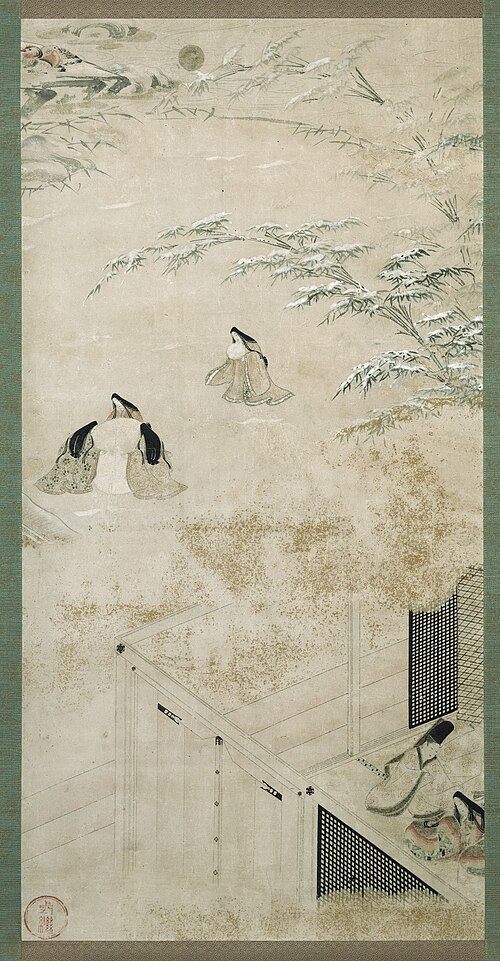 Scene from the Tale of Genji: from the chapter "The Morning Glory", 1573, 