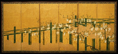Blue and White Wisteria on a Bamboo Trellis, , 