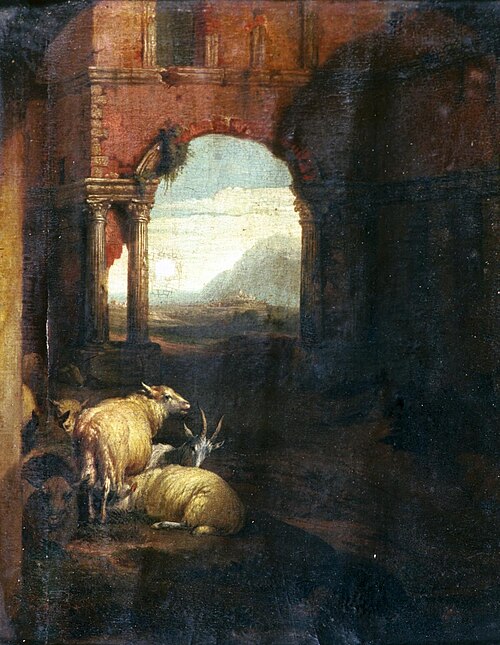 Classical landscape with sheep and goat, 1860, 