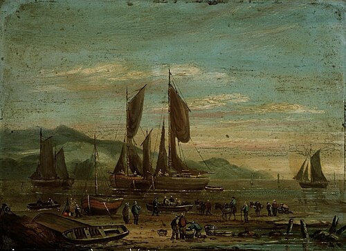 Coastal scene with shipping, 1800, 