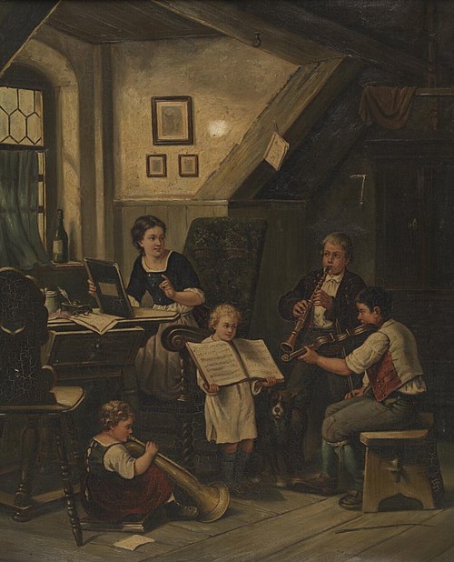 musical party, 1880, 