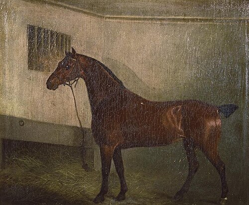 Portrait of a hunter in stable, 1800, 