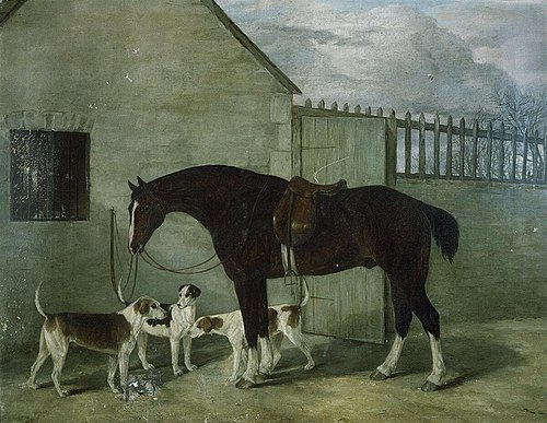 Portrait of hunter Magpie & dogs, 1850, 