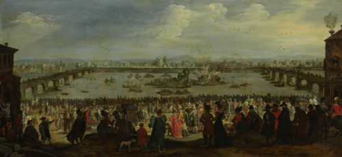 The Mock Battle between the Weavers' and the Dyers' Guilds on the Arno in Florence on 25 July 1619, , 