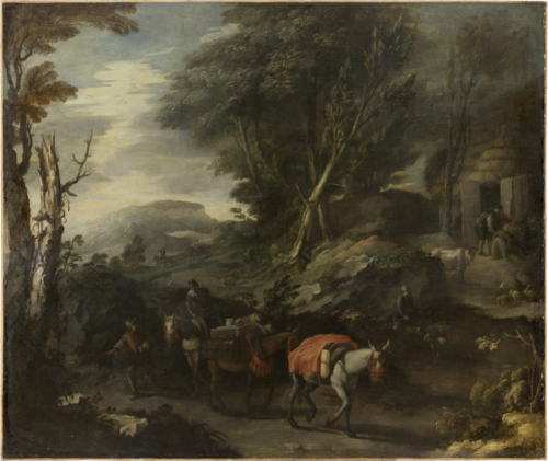 Mountainous landscape with a traveling merchant, 1650, 