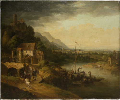 River Landscape with Barge, , 
