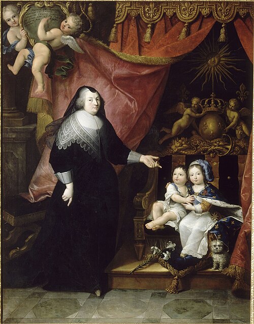 The young Louis XIV with his brother Philippe and his governess Françoise de Souvré, marquise de Lan, 1643, 
