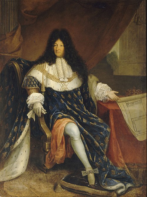Louis XIV holding the plan of the royal house of Saint-Cyr, 1750, 