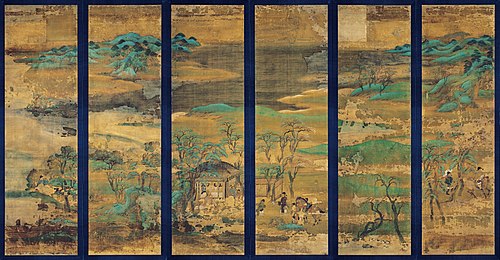 Paravent avec paysage du Tô-ji, 1100, 